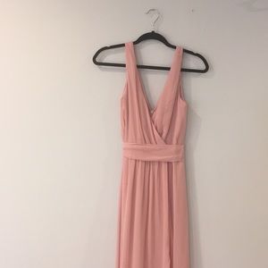 David’s Bridal faux wrap dress in Ballet
